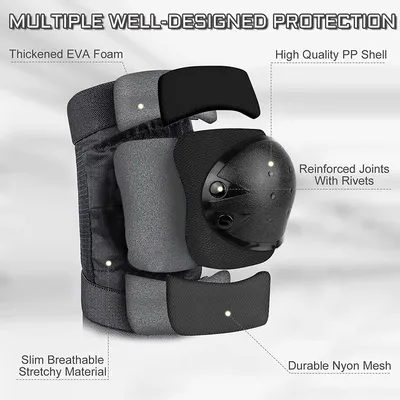 Adjustable Skateboard Skate Helmet with Protective Gear Knee Pads Elbow Pads Wrist Pads for Youth Sports,Scooter, Bike, Roller