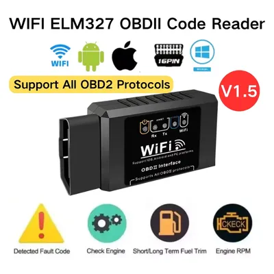 WiFi ELM327 OBD2 Code Reader Scanner V1.5 Car Diagnostic Tools Check Engine Fault Detector For Android/IOS/PC 16PIN Connector