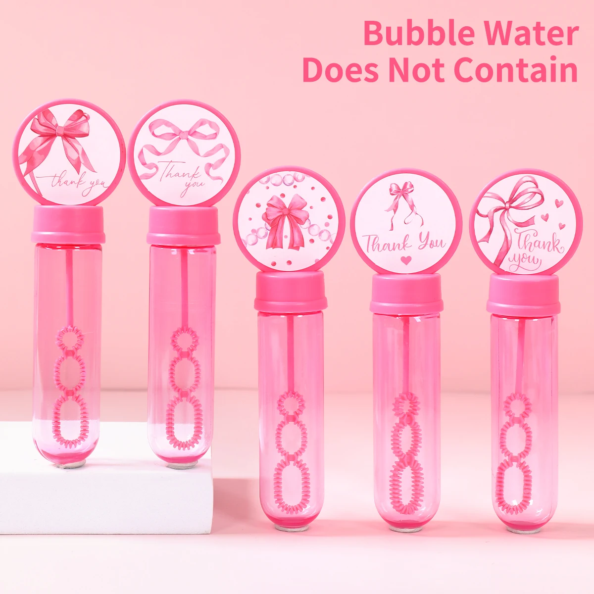 Pink Bow Bubble Tube Soap Bottle Bow Birthday Party Decoration Bow Party Favors Kids Toy for Guests Gifts Baby Shower Decoration