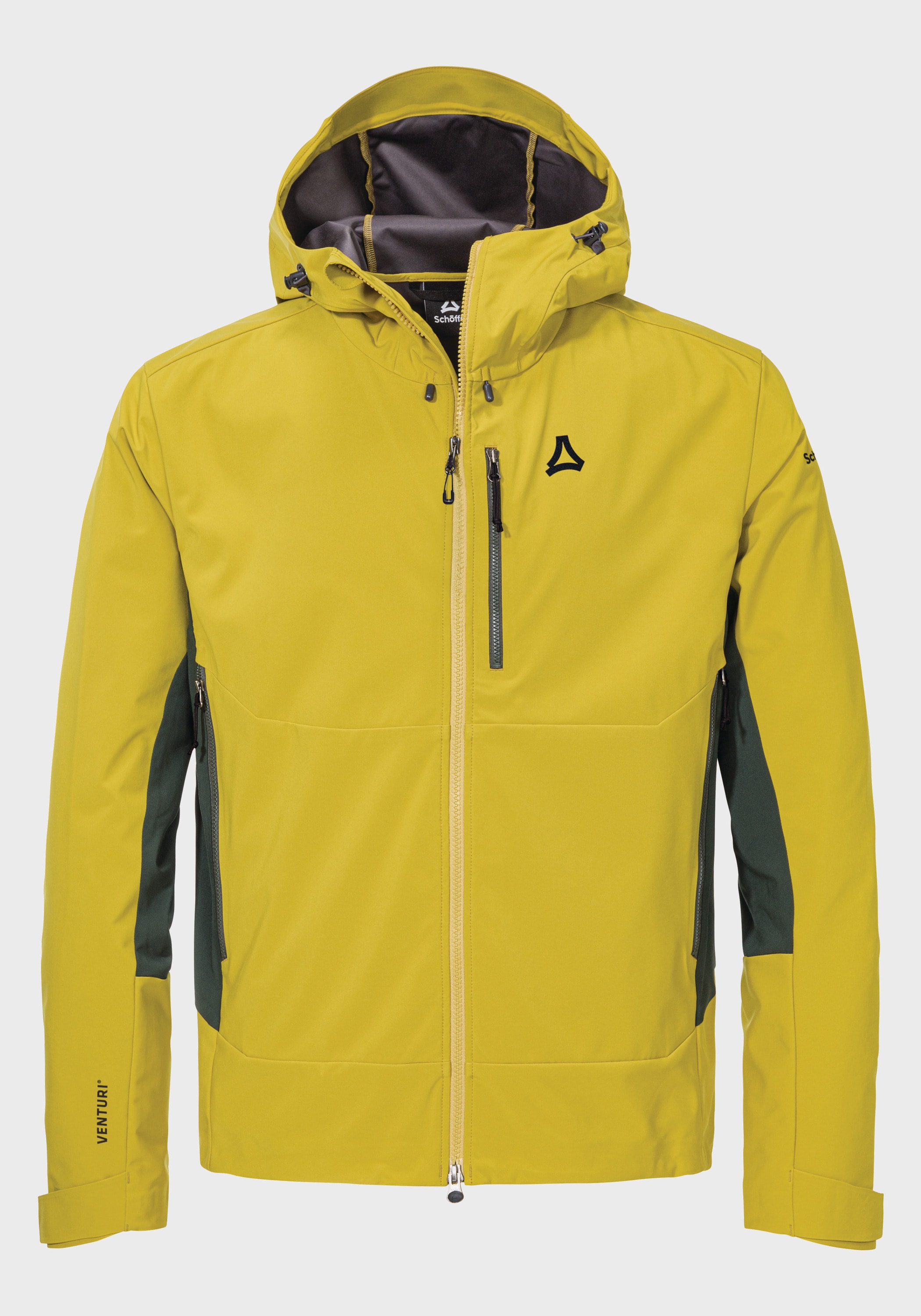Outdoorjacke SCHÖFFEL "Mountain Softshell Jk Style Milagle MNS", Herren, Gr. 48, gelb (5455, gelb), Oberstoff: Aussenseite: 92% Polyester, 8% Elasthan, Innenseite: 100% Polyester; (Membran: Thermoplastisches Polyurethan); Oberstoff Einsatz: 92%...