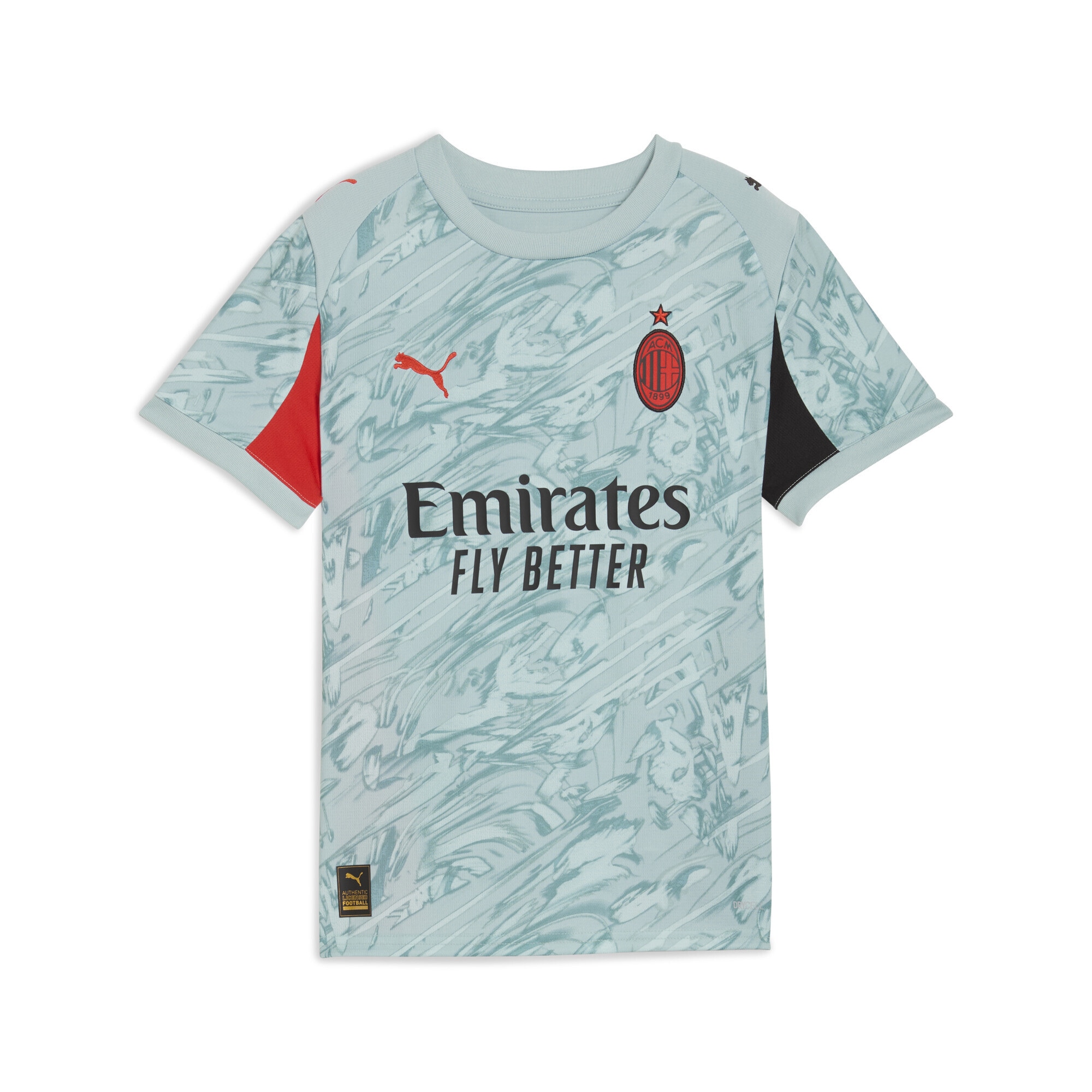 Trainingsshirt PUMA "AC Milan 25/26 Torwartrikot Jugendliche", Mädchen, Gr. 140, grün (modern mint for all time rot grün), Obermaterial: 100% Polyester; Rippe: 100% Polyester, bedruckt, regular fit, Rundhals, Shirts