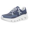 Plateausneaker RIEKER SPORT, Damen, Gr. 40, blau (jeansblau), Textil, Nubuklederimitat, kontrastfarbene Details, sportlich, Schuhe, Slip-on Sneaker, Halbschuh, Freizeitsneaker mit MemoSoft-Innensohle