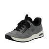 Slip-On Sneaker RIEKER "Ready2GO", Damen, Gr. 38, grau (grau, schwarz), Lederimitat, Textil, sportlich, Schuhe, Schlupfschuh, Halbschuh, Freizeitsneaker mit aufgesetzter Schnürung