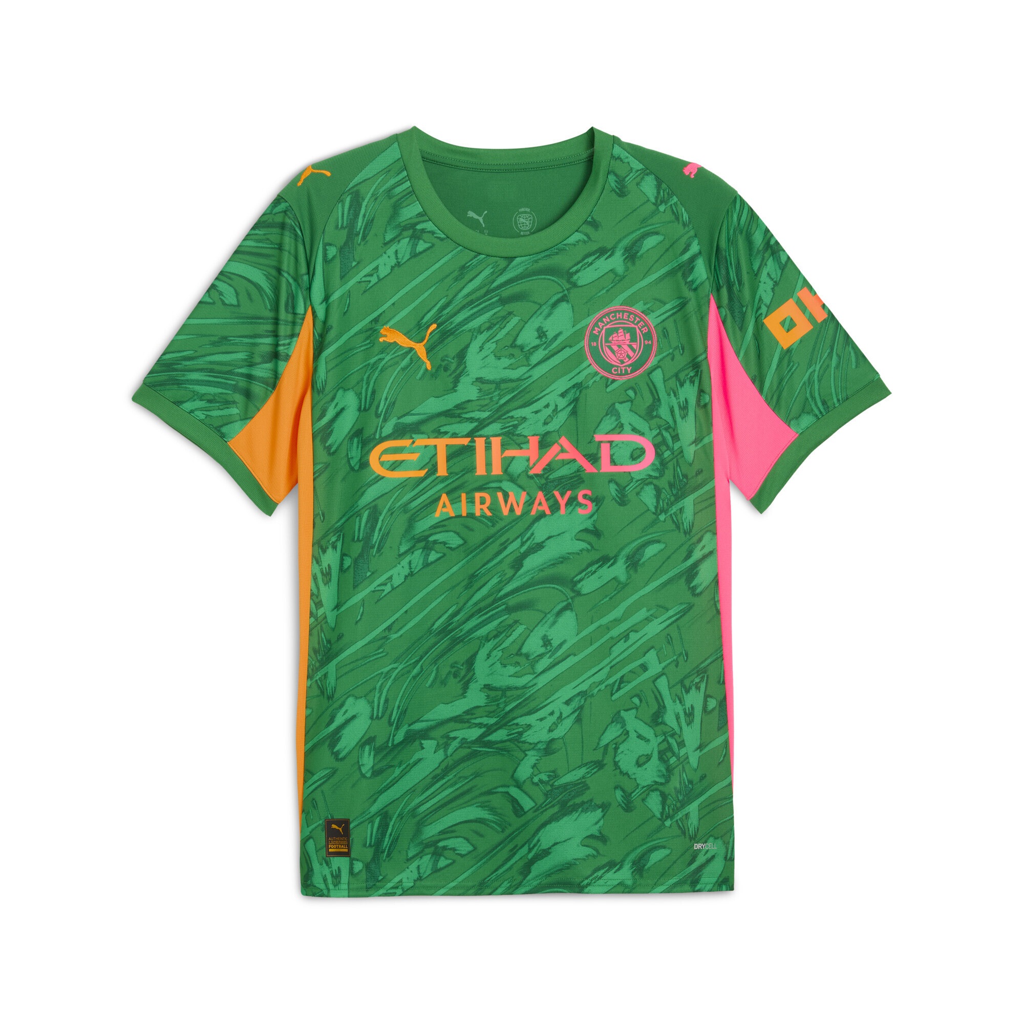 Trainingsshirt PUMA "Manchester City 25/26 Torwarttrikot Herren", Herren, Gr. M, archive grün heat fire orange, Obermaterial: 100% Polyester; Rippe: 100% Polyester, regular fit, Rundhals, Shirts Image