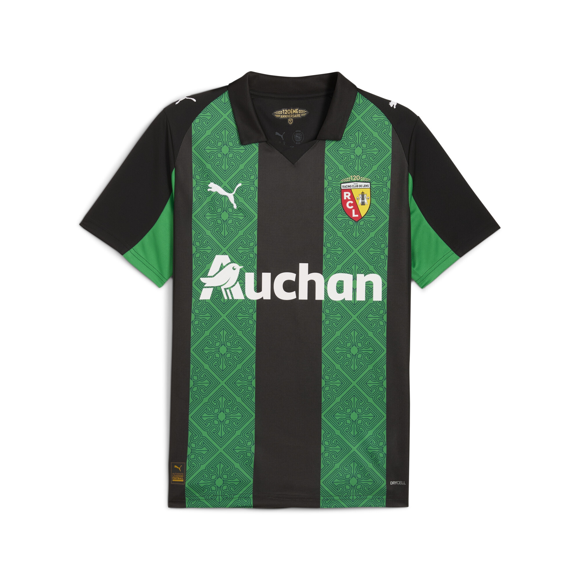 Trainingsshirt PUMA "RC Lens 25/26 Auswärtstrikot Herren", Herren, Gr. XS, schwarz jade grün, Obermaterial: 100% Polyester; Rippe: 100% Polyester; Einsatz: 100% Polyester, gestreift, regular fit, Shirts Image