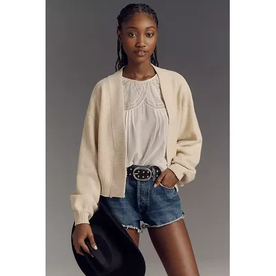 Flat White Livvy Waffle Knit Cardigan