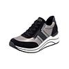 Sneaker REMONTE "Remonte Sneaker Lederimitat", Damen, Gr. 37, schwarz (schwarz, silber), Lederimitat, casual, Schuhe