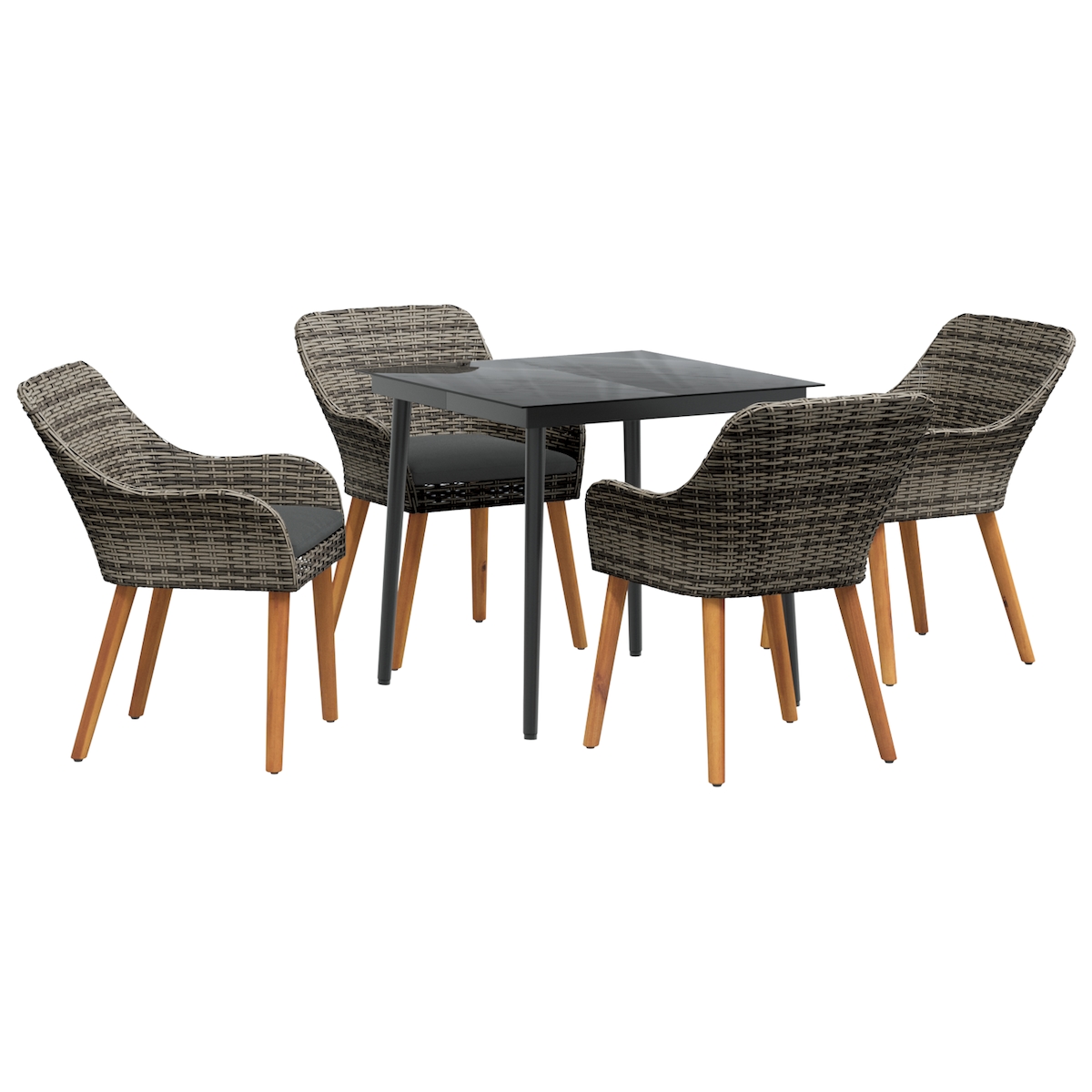 vidaXL 5-teiliges Garten-Essgruppe Grau Poly-Rattan Image