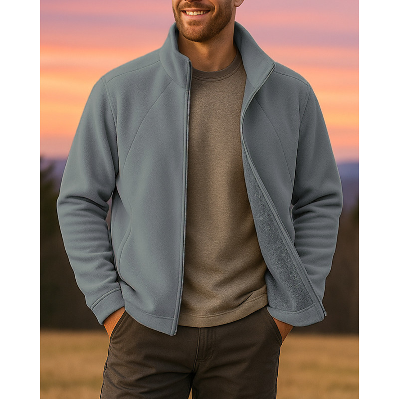 Men's Hiking Jacket Fleece Jacket Winter Coat Winter Outdoor Thermal Warm Fleece Lining Winter Fleece Jacket Full Zip Hunting Camping / Hiking / Caving Black Blue Khaki Grey