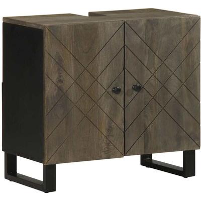Waschbeckenunterschrank Schwarz 62x33x58 cm Massivholz Mango - Vidaxl Image