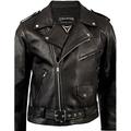Skintan Mens Black Real 100% Genuine Leather Brando Motorcycle Biker Classic Motorbike Jacket M - 40