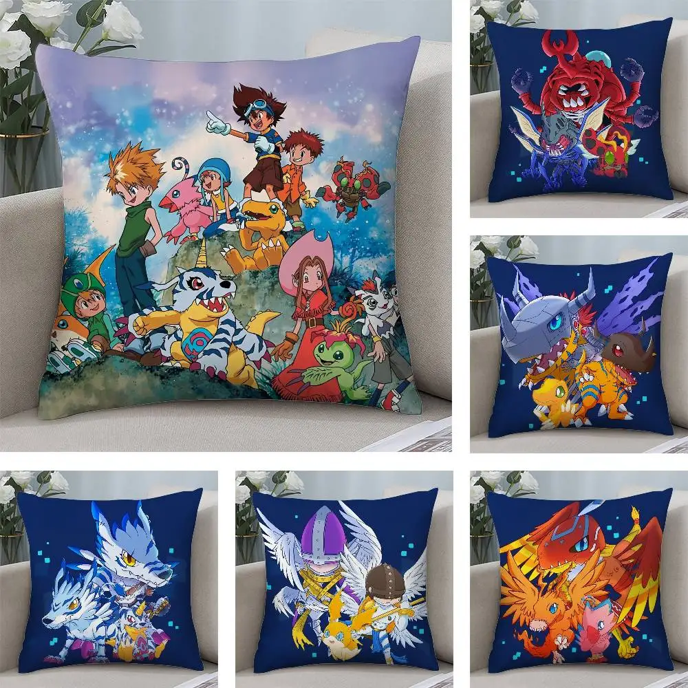Niedlicher D-DigimonS Greymons Kissenbezug, kurzer Plüsch, doppelseitiger Druck, quadratische Dekokissenbezüge, Sofa, Zuhause, Kissendekoration Image