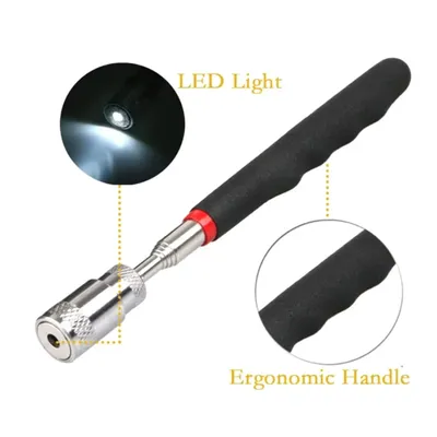 Adjustable Portable Magnet Pick Up Tool, Magnetic Telescopic Magnet Grip Pen, Telescopic Magnet Stick with Light, New