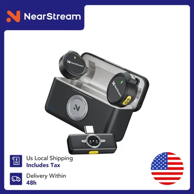 NearStream 2 Pack Wireless Lavalier Microphone US Local Shipping mini Lapel Mic Set for iPhone Android Camera Vlog Interview