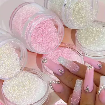1/2/3Box Nail Art Decoration Caviar Small Beads Glass Rhinestone Nail Charms 3D Clear AB Color Gems Accessories Nail Supplies
