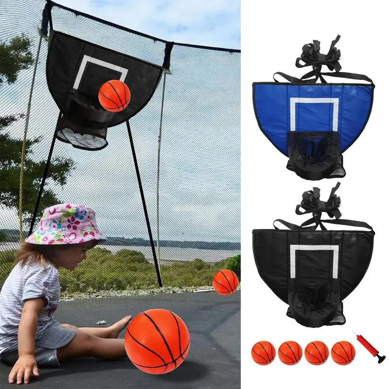 Trampolin-Basketballkorb, verstellbar, für den Außenbereich, weicher Basketball-Rebounder-Rahmen, Trampolin-Befestigung für Kinder, Spielplatz, Familie Image