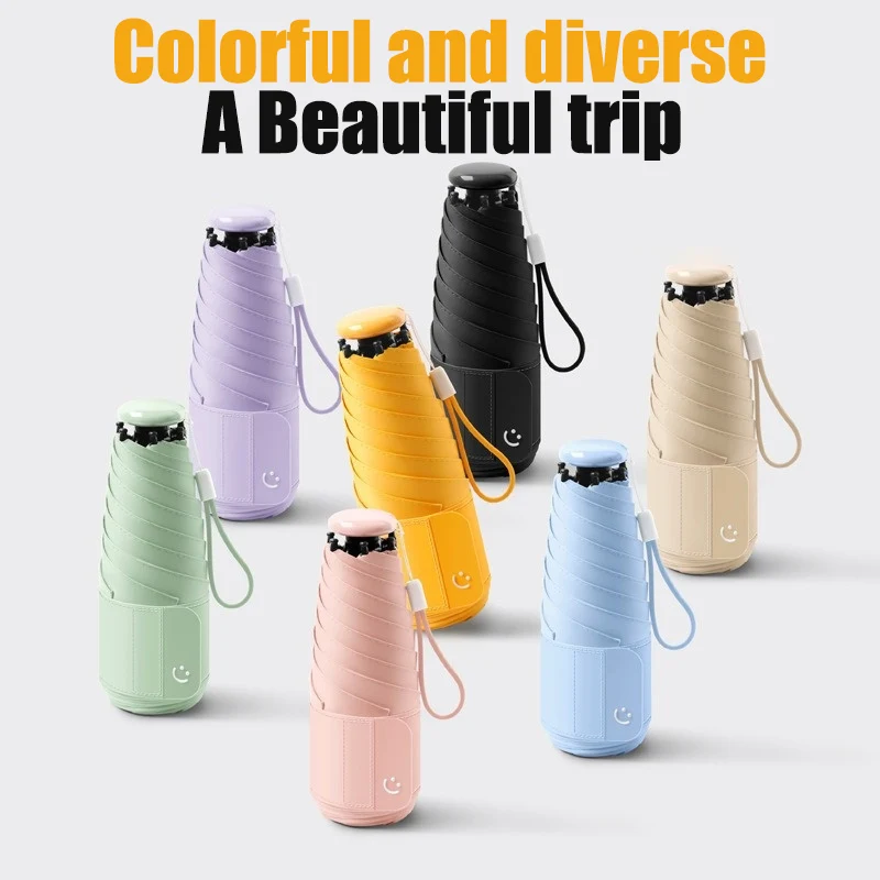 Regenschirm Frau Fünf-Fach-Mini-Taschen-Regenschirm Sonnenschirm mit Sonnenschutz UV-Regenschirm Sonniges Wetter kompakt praktisch Image