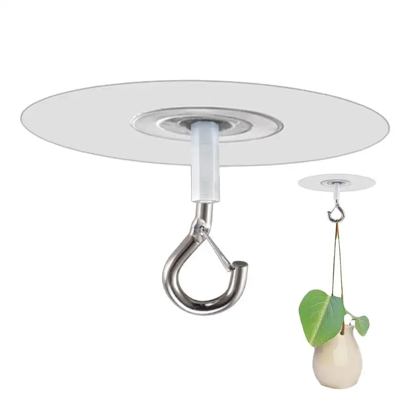 Selbstklebende Deckenhaken, nicht bohrbare Deckenhaken mit starker Tragfähigkeit, Haushaltsorganisatoren für Pflanzen, Lichter, Windspiele Image