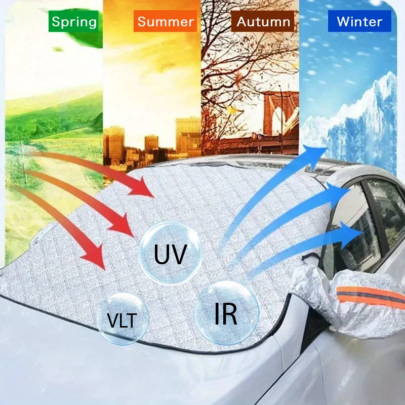 Auto Windschutzscheibe Schnee Schild Abdeckung Sonnenschutz Frontscheibe Frost Sonnenschirm Wasserdicht Schatten Sonnenschutz Suv Limousine Winter Sommer Image