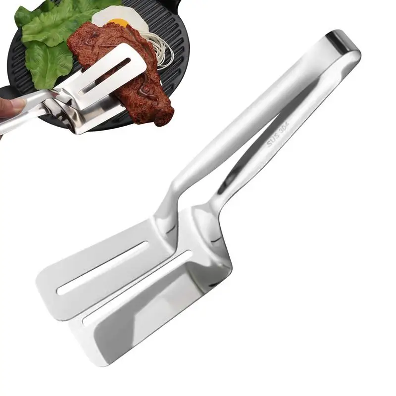 Edelstahl Steak Clamp BBQ Klemmen Spachtel Anti-Verbrühungen Lebensmittel Schaufel Zange Ablassen BBQ Lebensmittel Grill Buffet Restaurant Werkzeuge Image