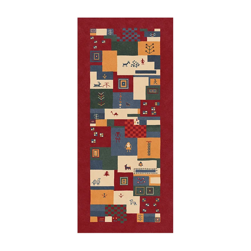 VIKAMA Amerikanischen Retro Einfache Plaid Schlafzimmer Nacht Teppich Wohnzimmer Fenster Korridor Gang Boden Matte Hause Dekoration Sommer Image