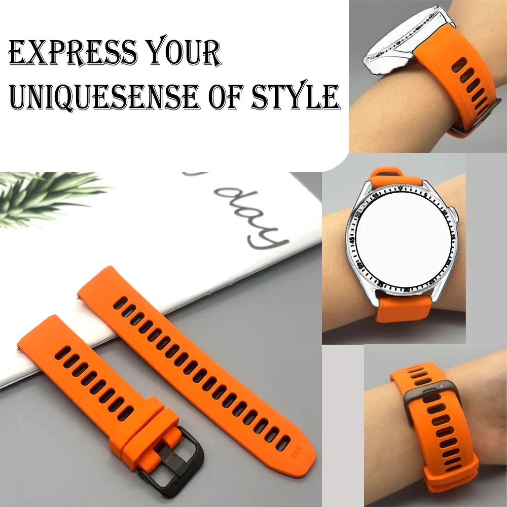 22mm Silikonarmband Forerunner 570-47mm 970 965 955 945 935 745 Armband für Venu3 2 für Garmin Active Fenix ChronosArmband Image