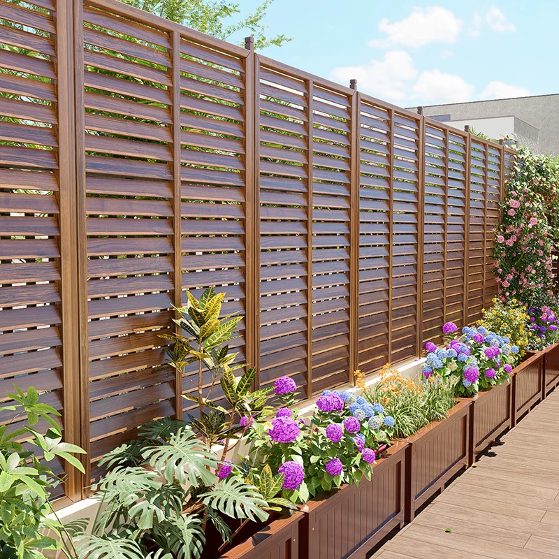 Außenhof Zaun Zaun Garten Privatsphäre Trennwand Konservierungsmittel Holz Blumenständer Hof Zaun Dekoration Balkon Klettern Vin Image