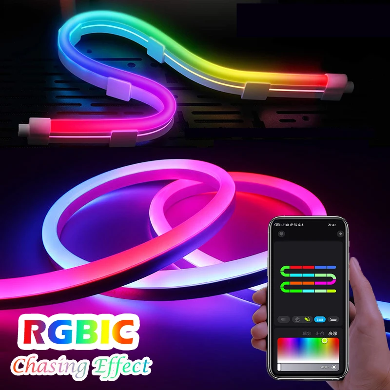 Striscia luminosa flessibile 5V USB RGBIC Dreamcolor Chasing Strip RGBIC Neon Rope Light Bluetooth Neon LED Strip Lights con sincronizzazione musicale