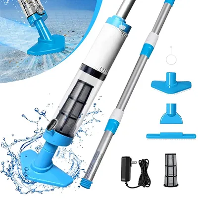 Handheld Rechargeable Pool Vacuum Cleaner for Spas Hot Tubs Small Pools with Automatic Immersion Detector Bristle Suction Nozzle