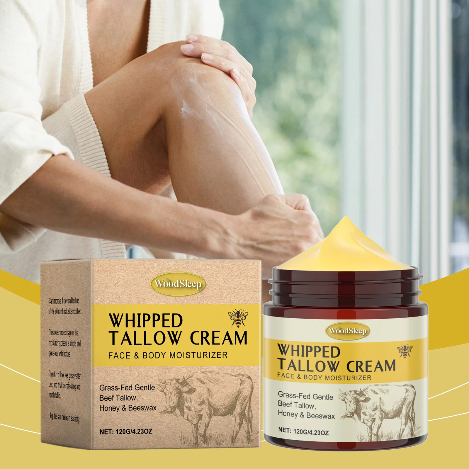 Rindfleisch Tallow Honigbalsam Feuchtigkeitscreme Reparatur beschädigter Haut Erhöhen Sie die Gesichtselastizität Verblassen Sie feine Linien Aufhellen Sie Tallow Gesichts-Körpercreme Image