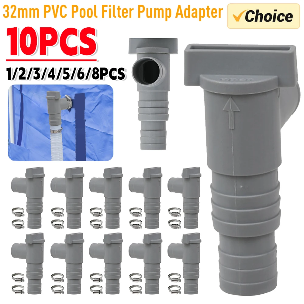 1-10set PVC Pool Filter Pumpe Adapter für 32mm Rohr Schläuche Anschluss Teil Pool Ein/Aus Kolben ventil Auslaufsicher Ersatz Outdoor Image