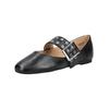 Riemchenballerina STEVE MADDEN "STEVE MADDEN Ballerinas Leder", Damen, Gr. 37, schwarz, Leder, casual, Schuhe