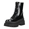 Schnürstiefelette STEVE MADDEN "STEVE MADDEN Stiefelette Lederimitat", Damen, Gr. 37, schwarz (schwarz lack), Lederimitat, casual, Schuhe
