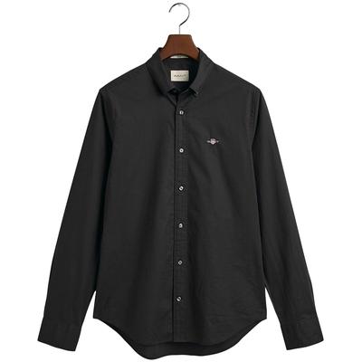 Langarmhemd GANT "Slim Fit Popeline Hemd leichte Baumwolle strapazierfähig pflegeleicht", Herren, Gr. S, N-Gr, schwarz, Popeline, Obermaterial: 100% Baumwolle, unifarben, klassisch, slim fit hüftbedeckend, Langarm Ärmel mit Ärmelschlitz,mit Knopf... Image