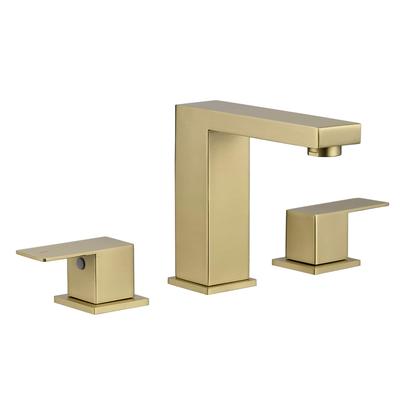 Brushed Gold Dual Handle 3 Holes Bathroom Faucet