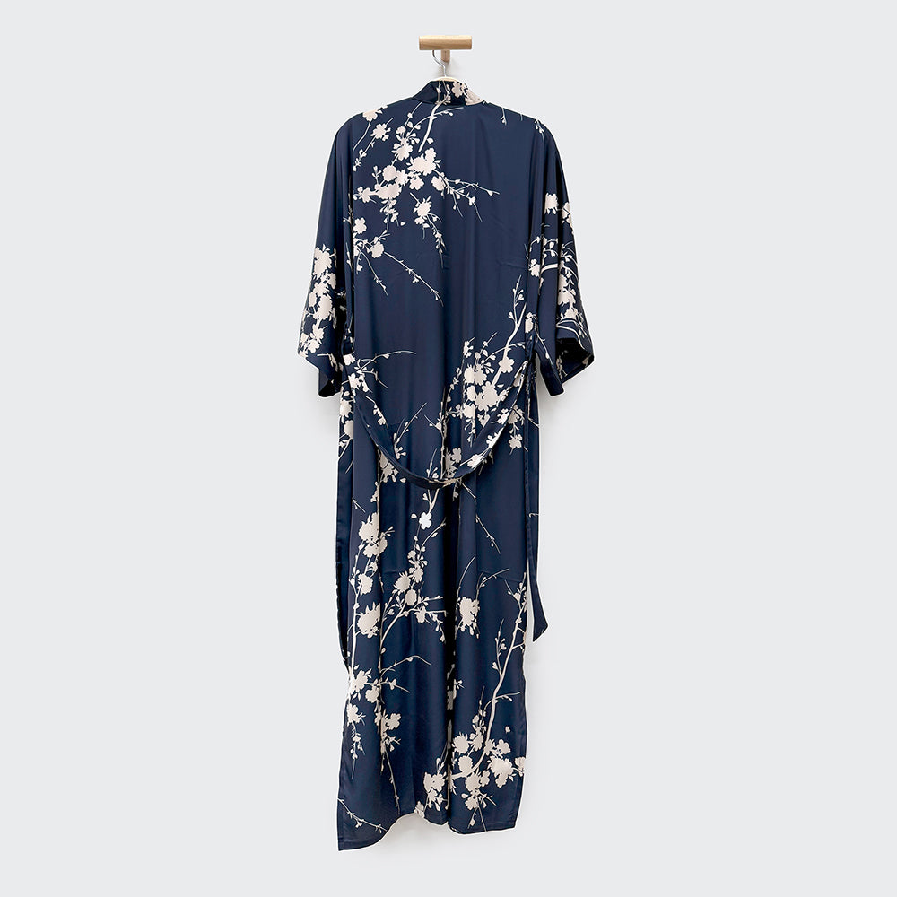 KIM+ONO Kimono Robe | Emi Long Kimono Robe | Polyester Charmeuse | Midnight | Long