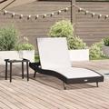 vidaXL Lettino con cuscino -persona 2 pcs Nero 40 x 40 x 40.5 cm Poly Rattan
