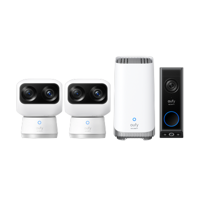 Indoor Cam S350 + HomeBase S380 + Video Doorbell E340 (Battery Powered) White