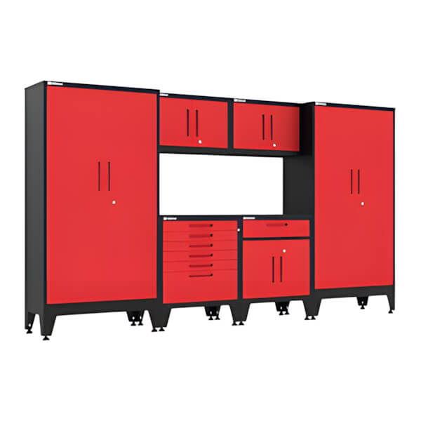 Armadillo Tough Red 6-Piece Garage Cabinet Set with Levelers