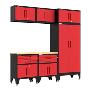 Armadillo Tough Red 7-Piece Garage Cabinet Set with Levelers