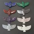 Pendentif en aigle pierre précieuse naturelle véritable, breloques d'aigle pour collier à faire soi-même, fabrication de bijoux, cristal clair, œil de tigre, Quartz rose, amethyste ，Lapis, bijoux