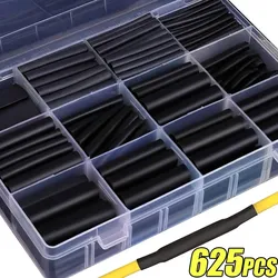 Kit de tubes thermorétractables noirs, gaine thermorésistant, emballage de fil rétractable, câble de connexion électrique, manchons d'isolation, protecteur