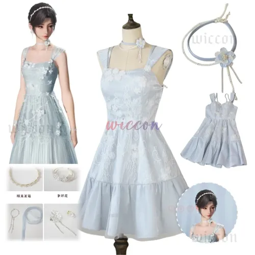 Costume de Cosplay de hérosines Love and Deepspace, robe bleue, uniforme de floraison de minuit, Sylus Zayne Xavier Rafayel ‌ Fille femme Halloween