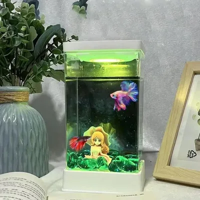 Betta Fish Aquarium Desktop Fish Tank Starter Kit With Filter Lighting Home Decor Small Landscape Supplies For Living Room