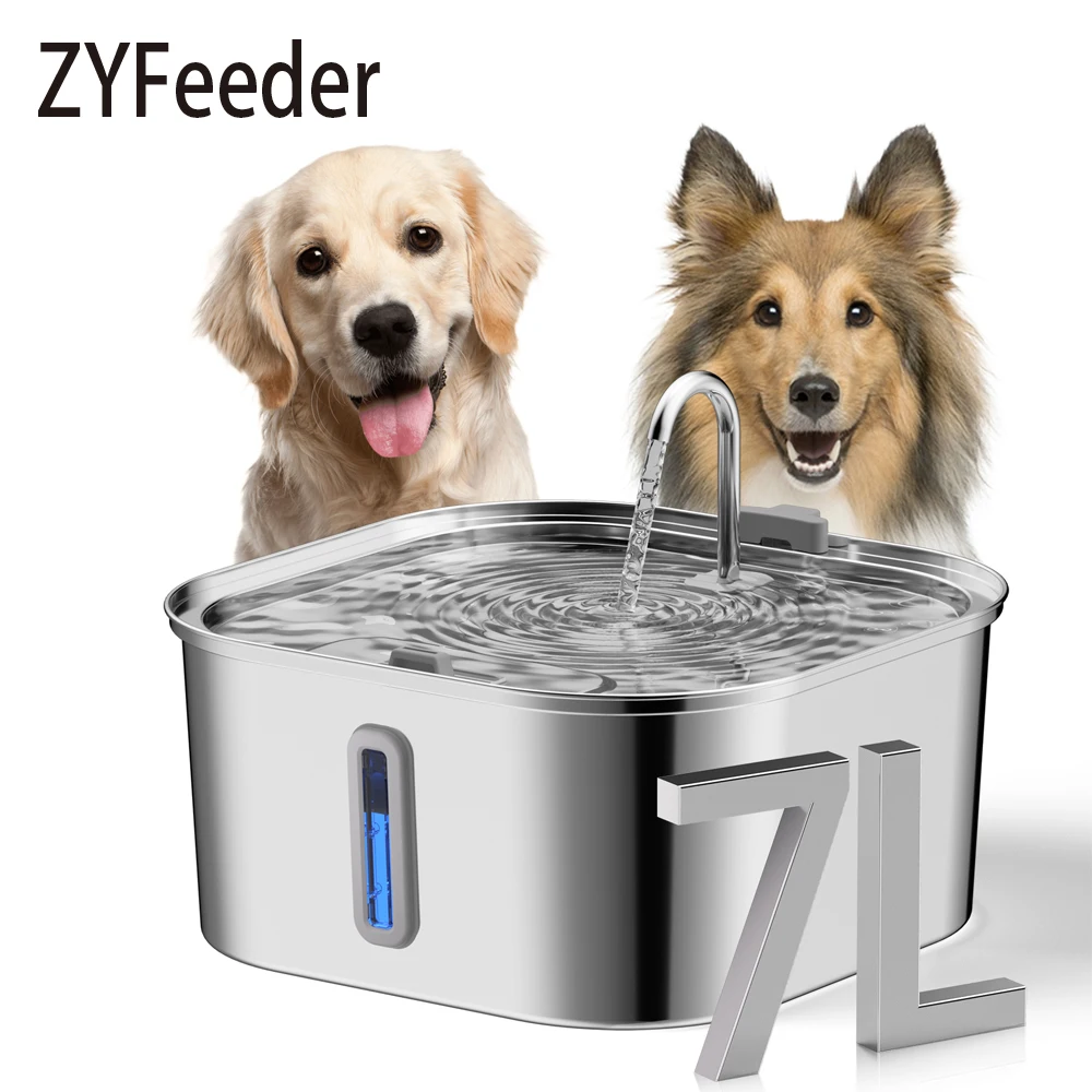 7L Große Kapazität Edelstahl Katze Wasser Brunnen Hund Haustier Automatische Trinken Brunnen Feeder Schüssel Fenster Leise (Kein 5V 1A Stecker)