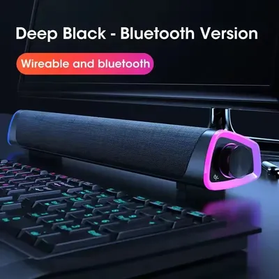 Wireless Bluetooth Speaker 4D Stereo Soundbar Home Surround Speakers for Laptop Projector PC Music Player Aux 3.5mm Wired USB