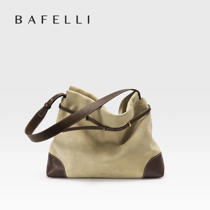  Damentasche aus echtem Wildleder, große Kapazität, Umhängetasche, Unterarmtasche zum Pendeln, multifunktionale Hobo-Tasche Image