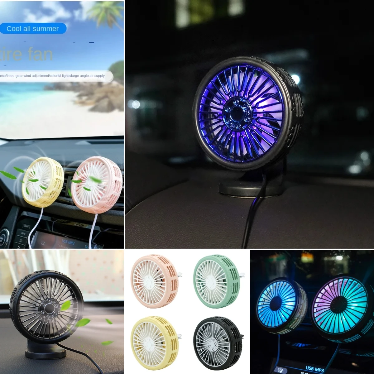 NEUER Auto-Ventilator, multifunktionaler elektrischer Auto-Ventilator, großer Windschutz, leiser Mini-Ventilator, Haushalts-Auto-Ventilator, elektrischer Ventilator mit USB-Stecker Image