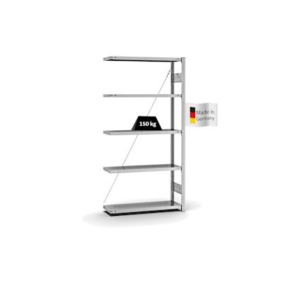 PROREGAL Fachbodenregal Stecksystem | Anbauregal | HxBxT 200x100x30cm | 5 Ebenen | Fachlast 150 kg | Einseitig nutzbar | Verzinkt Image