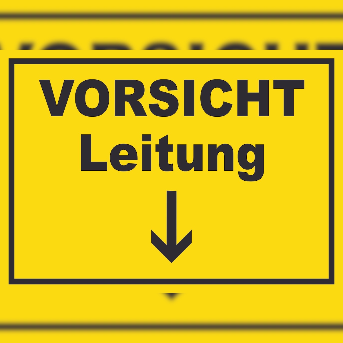 HB-Druck Vorsicht Leitung mit Richtungspfeil unten Schild A1 Rückseite selbstklebend Image